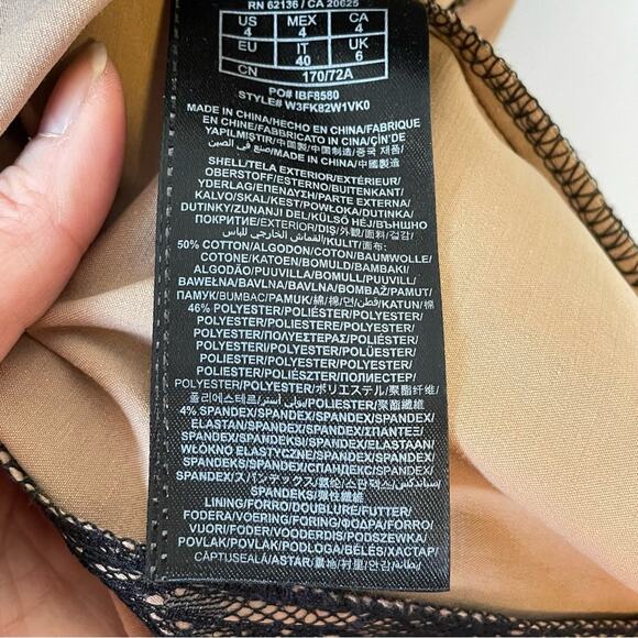 GUESS black lace overlay sleeveless mini dress w/velvet shoulder size 4 Swiftie - Picture 5 of 5